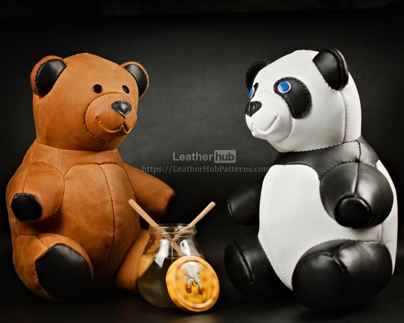 Выкройка кожаная игрушка медведя коричневого и панды